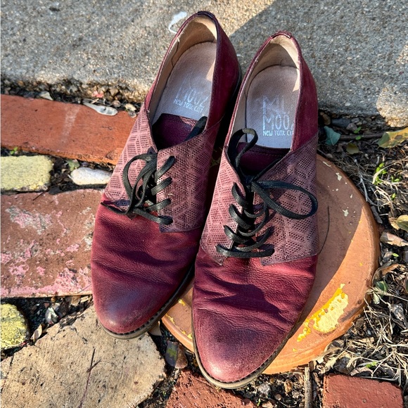 Miz Mooz Womens Oxfords EU 41 / US 9.5 Trudy Eggplant Maroon Leather Office Work - Picture 14 of 15